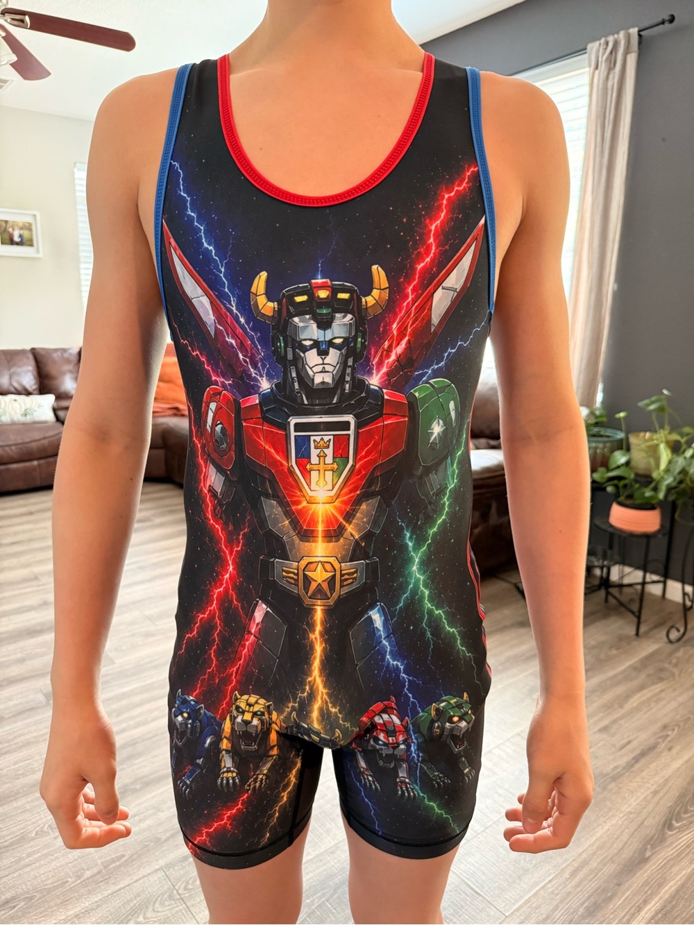 Voltron Graphic custom wrestling singlet-medium- brand new